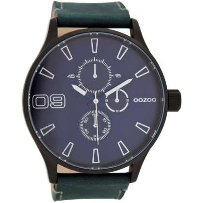 OOZOO Timepieces 50mm Black Leather Strap C7246